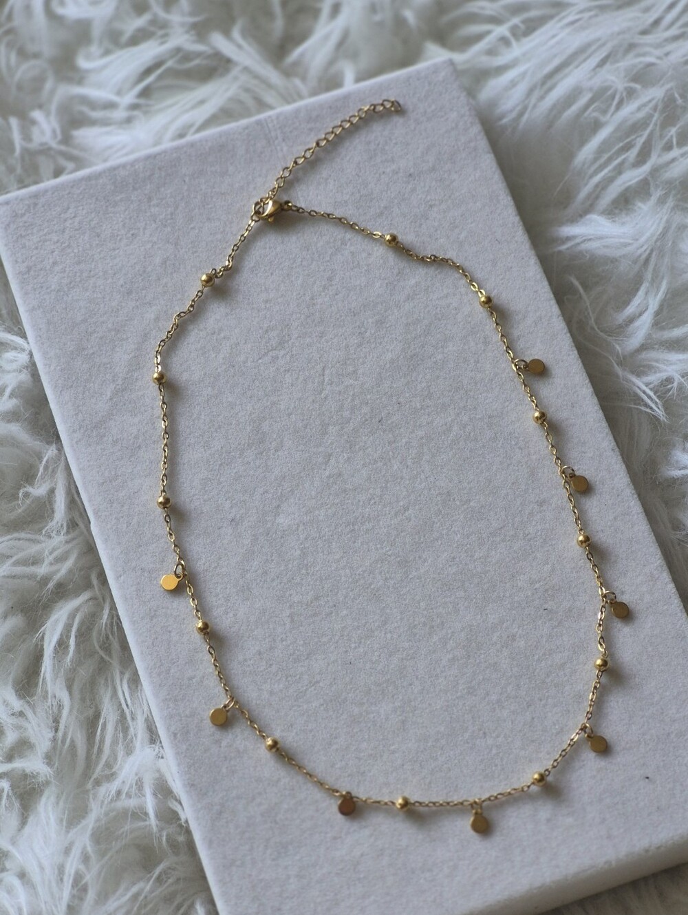 Delicate Gold Tone Dainty Disc Necklace